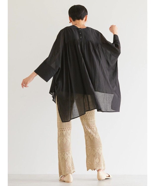 AMERICAN HOLIC バックギャザーＶネックシアーシャツ Black