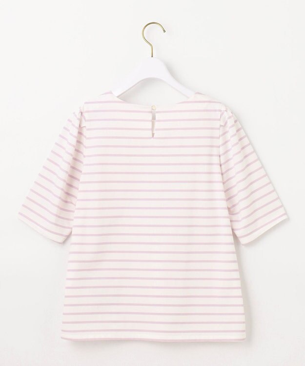 ANY SIS 【UVカット・接触冷感・撥水・汗ジミ防止】プレーティングジャージー タックスリーブ カットソー ラベンダーボーダー