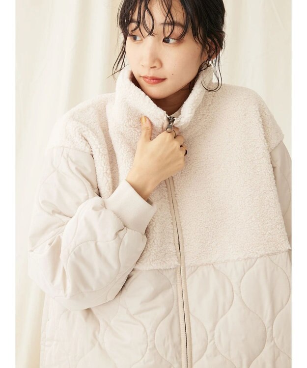 CRAFT STANDARD BOUTIQUE ボア＆キルティングスタンドコート Ivory