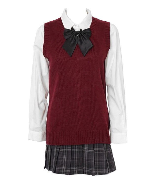 WEGO 【SCHOOLITEM】ベーシックニットベスト ワイン