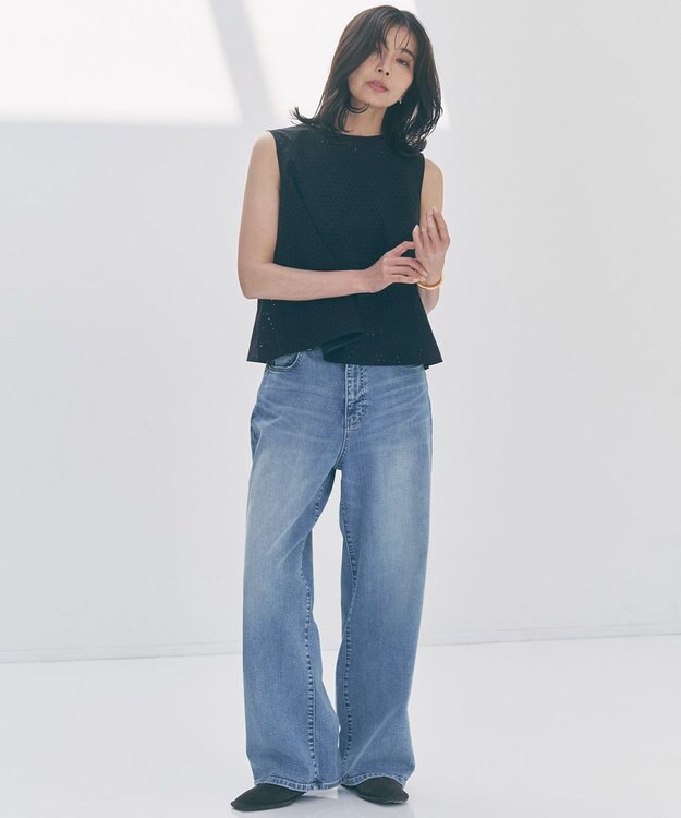 UNFILO 【UNFILO DENIM/新色追加】撥水ストレッチ ルーズワイドデニム ウォッシュブルー
