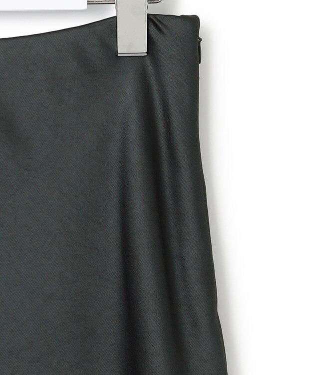 23区 L 【洗える】ヴィンテージサテン Iライン スカート グレー系