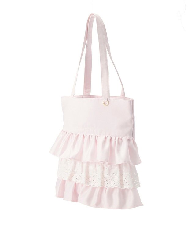 Maison de FLEUR サテンフロントフリルスクエアトートバッグ Light Pink