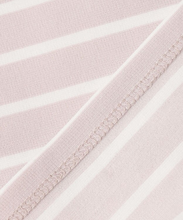 ANY SIS 【洗える】バックパール調ディテール カットソー ローズグレー×オフBD