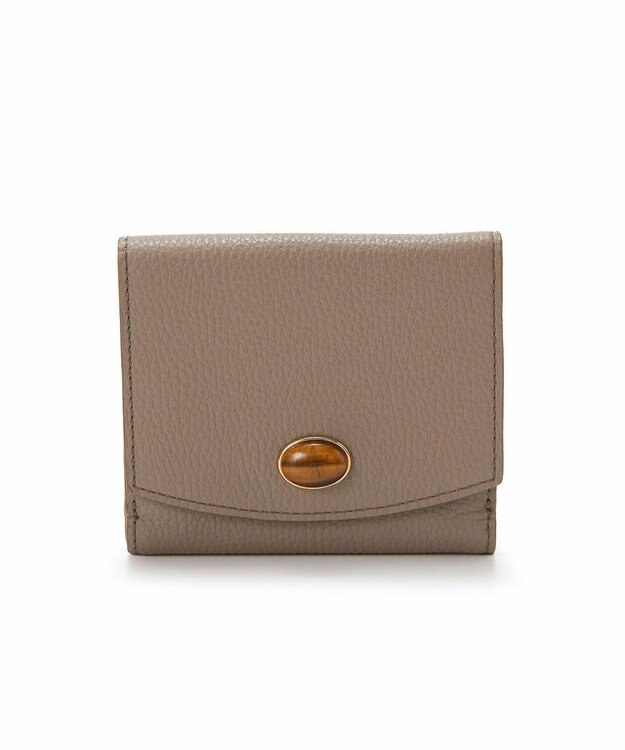 TOPKAPI 【TOPKAPI】gemdrops ジェムドロップ ミニエンボスレザー 天然石 二つ折り 財布 ミディアムグレー