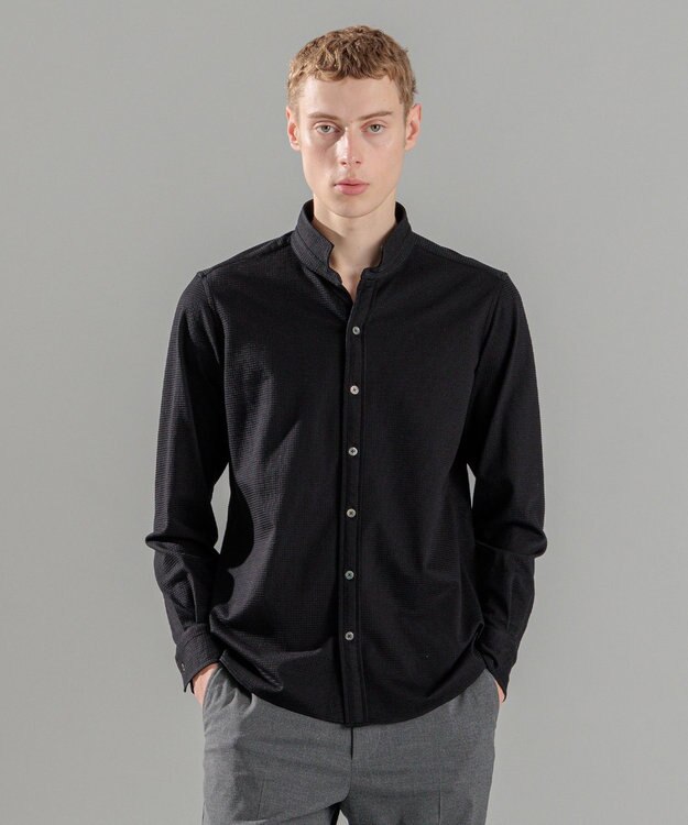 JOSEPH HOMME コンフォートクリアギンガム　ウイングカラーシャツ ブラック系