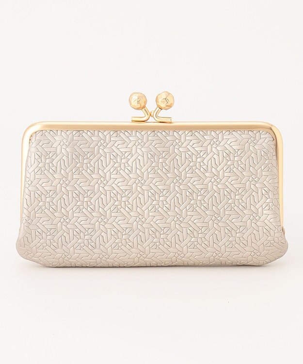 UNBILLION perche 抗菌レザー型押しがま口長財布 シルバー