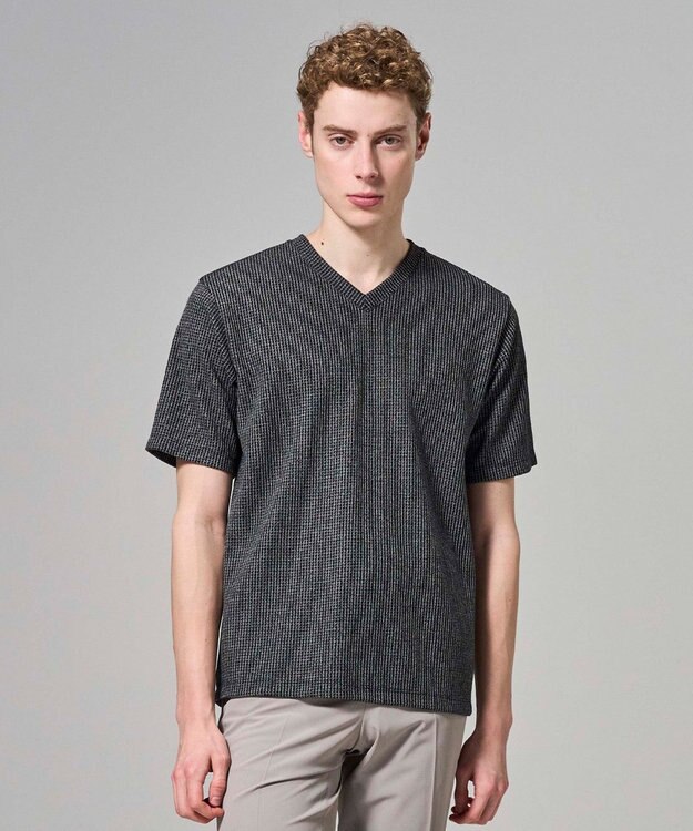 JOSEPH HOMME 【新色追加】メランジクロスジャージー　Vネックカットソー ブラック系