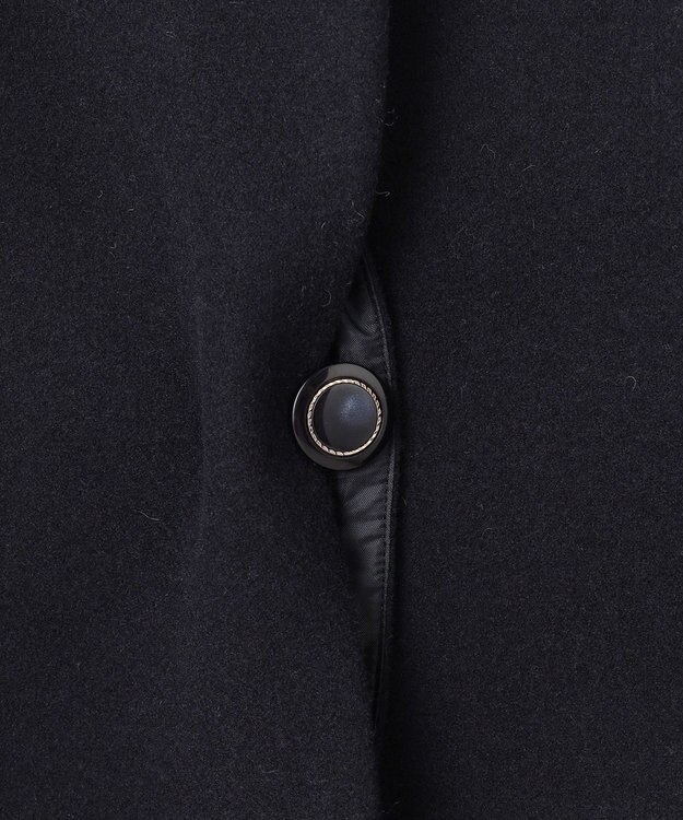 ANY SIS L ウールライクノーカラー ロングコート ネイビー