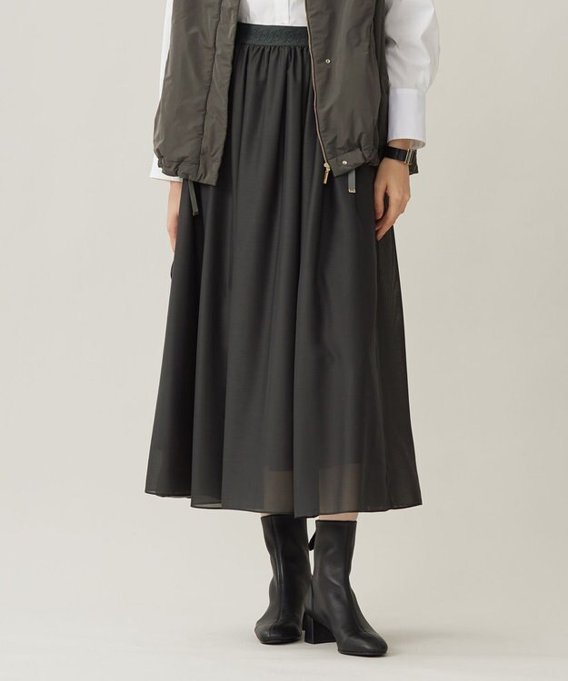 ウエストゴム・洗える】シアーギャザー スカート / 自由区