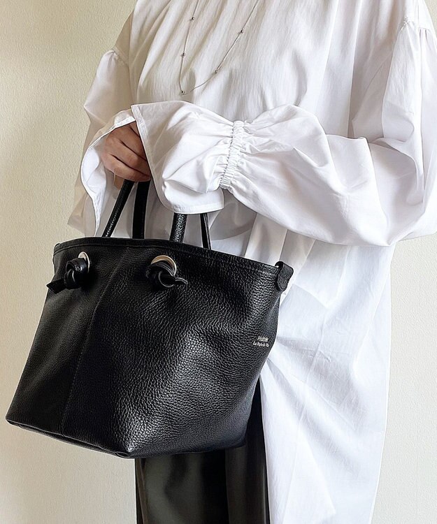 Hekhèr Le Style de Vie 【日本製 / 2WAY】シュリンクレザー ノットハンドバッグ ブラック