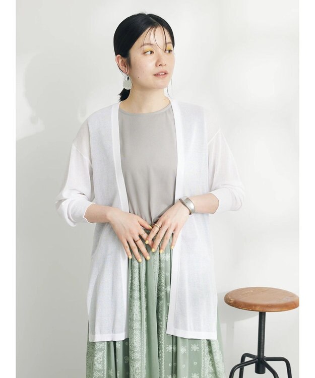 CRAFT STANDARD BOUTIQUE シアーニットトッパーカーディガン Off White