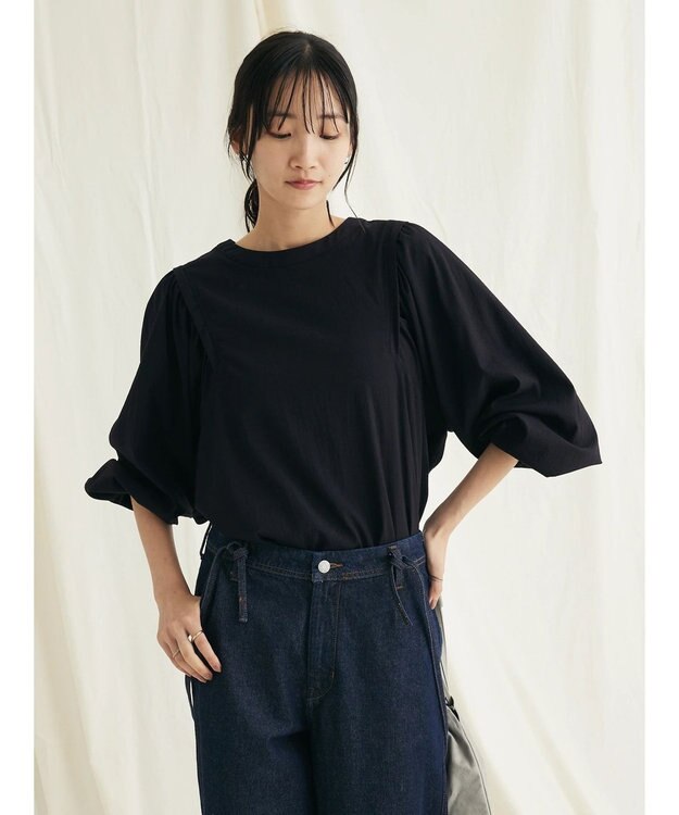 CRAFT STANDARD BOUTIQUE レーヨンデシンドルマンブラウス Black