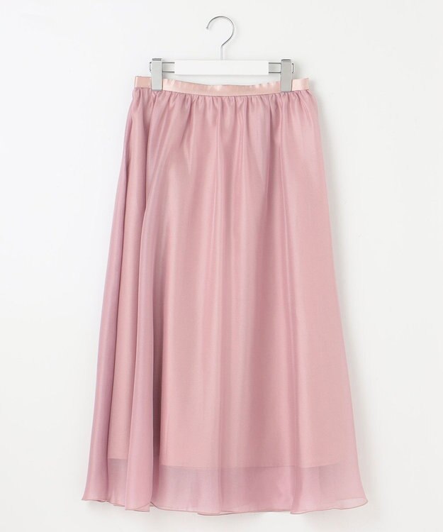 Feroux 【洗える】シアーギャザーフレア スカート ピンク系