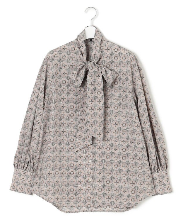 J.PRESS YORK STREET 【WOMEN】タイルプリント ボウタイブラウス ライトグレー系5