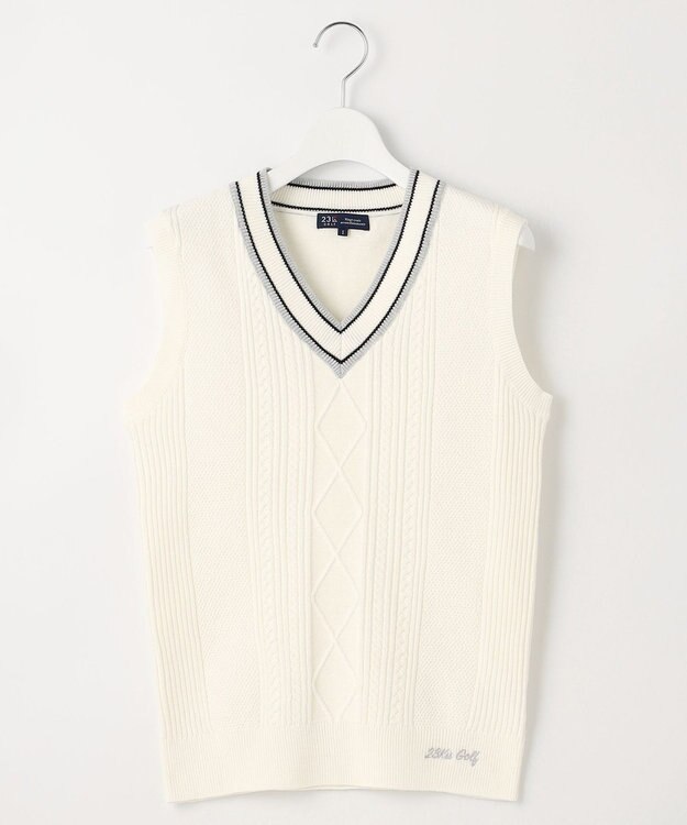 23区GOLF 【WOMEN】【洗える】コットンブレンド ニットベスト ホワイト系