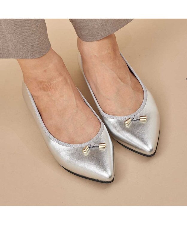MODE ET JACOMO <carino>【レイン対応】中敷きデザインバレエシューズ シルバー