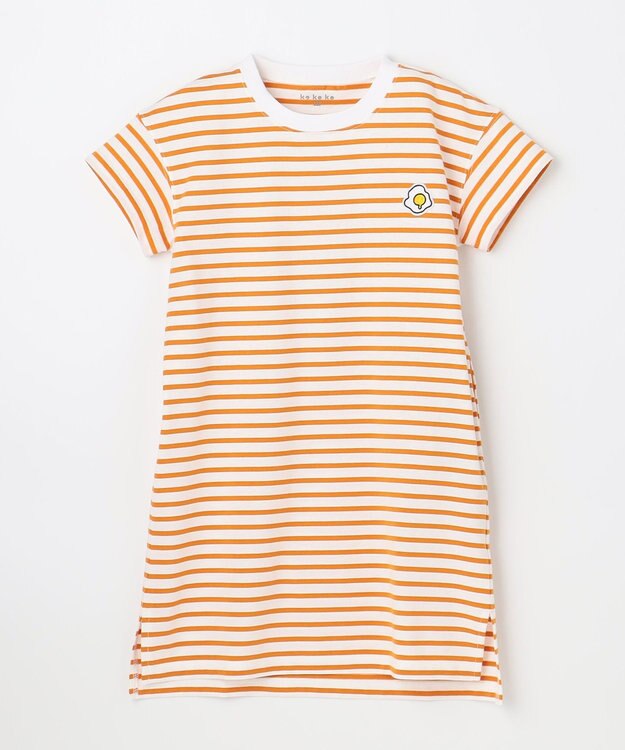 ANY KIDS 【ke ke ke】GOOD MORNING ボーダーチュニック ワンピース オレンジ×ホワイトボーダー