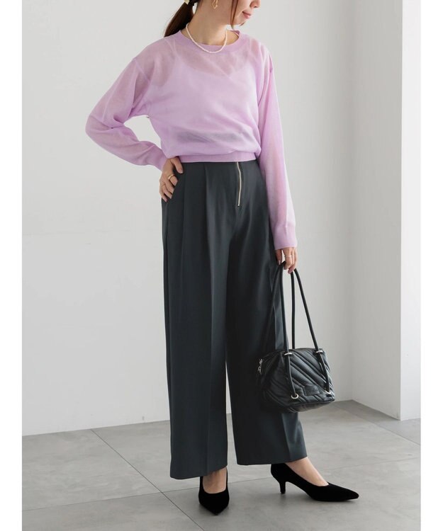 Te chichi ハイウエストフロントジップワイドパンツ《2025Autumn catalog item》 チャコールグレー