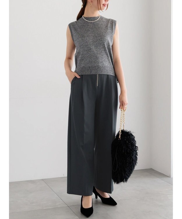 Te chichi ハイウエストフロントジップワイドパンツ《2025Autumn catalog item》 チャコールグレー