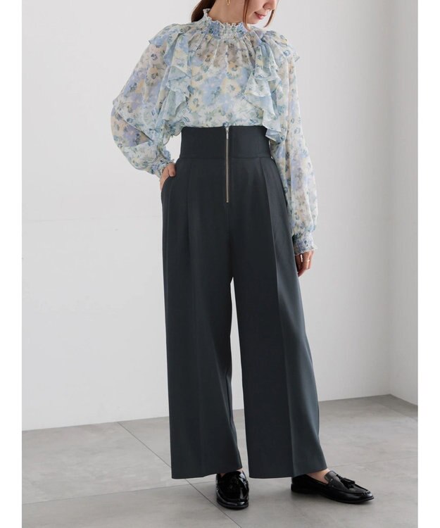 Te chichi ハイウエストフロントジップワイドパンツ《2025Autumn catalog item》 チャコールグレー