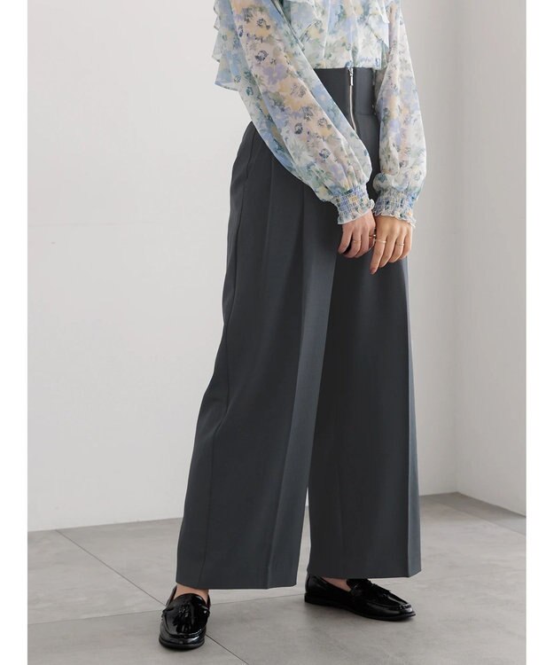 Te chichi ハイウエストフロントジップワイドパンツ《2025Autumn catalog item》 チャコールグレー