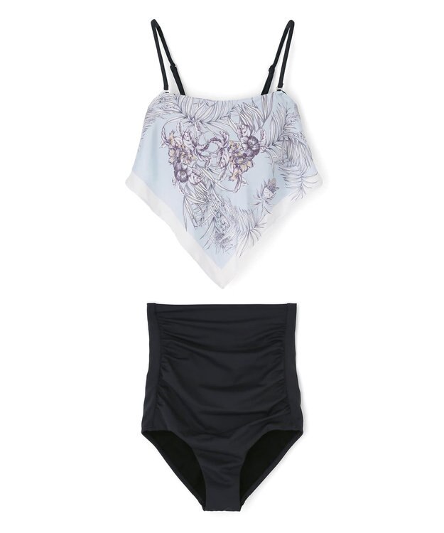 San-ai Resort（三愛水着楽園） 【ナチュラルシェイプスイム　ライト】　スカーフ風ノンワイヤービキニ　9M・11L　【San-ai Resort（サンアイリゾート）】 ブルー×グレー