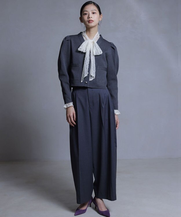 組曲 S 【組曲×setsuko sagittaire】kinakoスポンディッシュ ニットジャケット グレー系