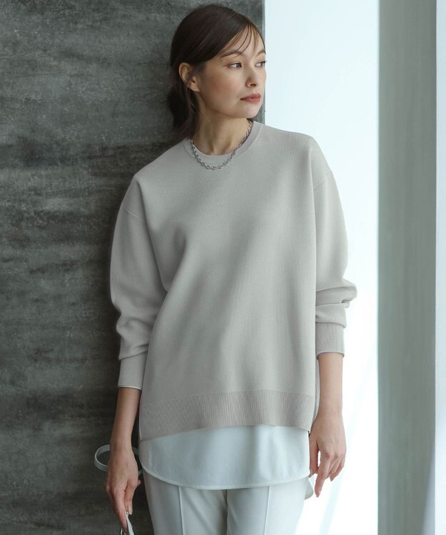 ICB L 【洗える】 シンセティックダブルフェイス ニットプルオーバー トープ系