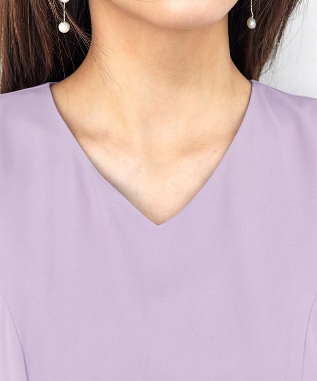 Tiaclasse L 【洗える】パフスリーブワンピース ラベンダー