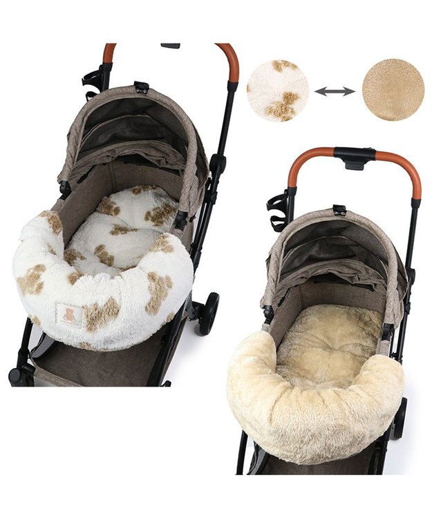 PET PARADISE ペットパラダイス くまちゃん織り 遠赤外線 カート用 クッション ホワイト×ブラウン