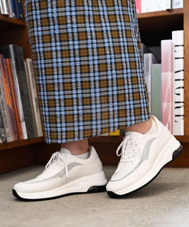 Pointer 日本製 本革厚底スニーカー オフホワイト