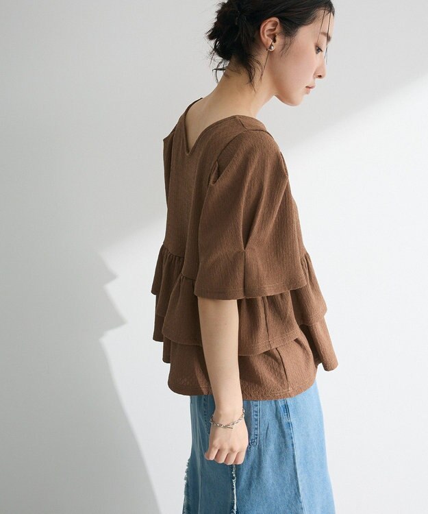 Green Parks ・ＰｅｔｉｔＦｌｅｕｒ　２ｗａｙダイヤ柄プルオーバ Brown