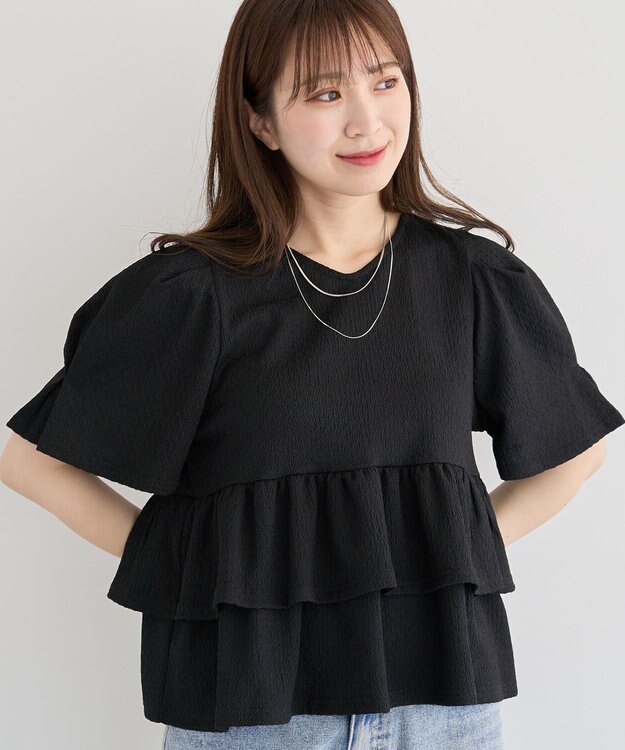 Green Parks ・ＰｅｔｉｔＦｌｅｕｒ　２ｗａｙダイヤ柄プルオーバ Black