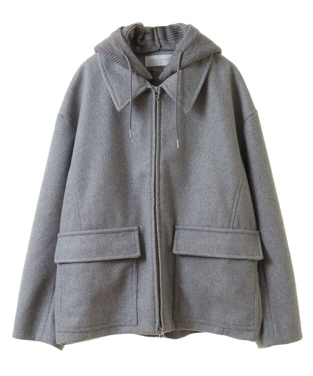 Green Parks ２ＷＡＹニットフードウールライクジャケット Gray Mixture