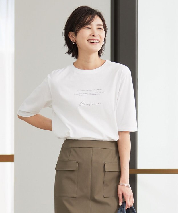 J.PRESS LADIES ロゴ Tシャツ ホワイト系