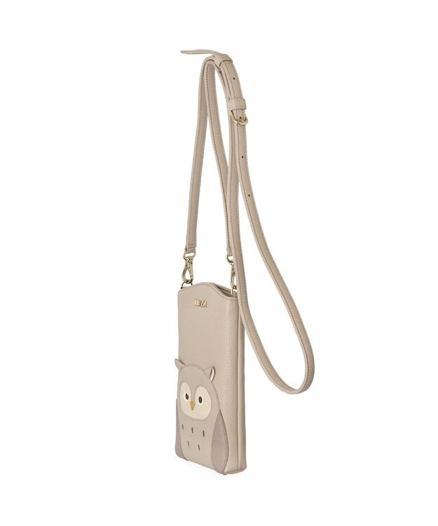 IBIZA アニマーダ　牛革　スマートフォンポシェット（フクロウ） ライトグレー