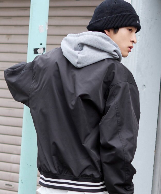 WEGO 【ユニセックス着用ITEM】2WAYフードワッペンスタジャン ブラック