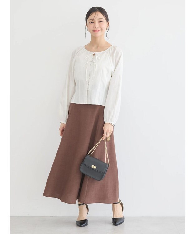 earth music&ecology フロントリボンブラウス Off White