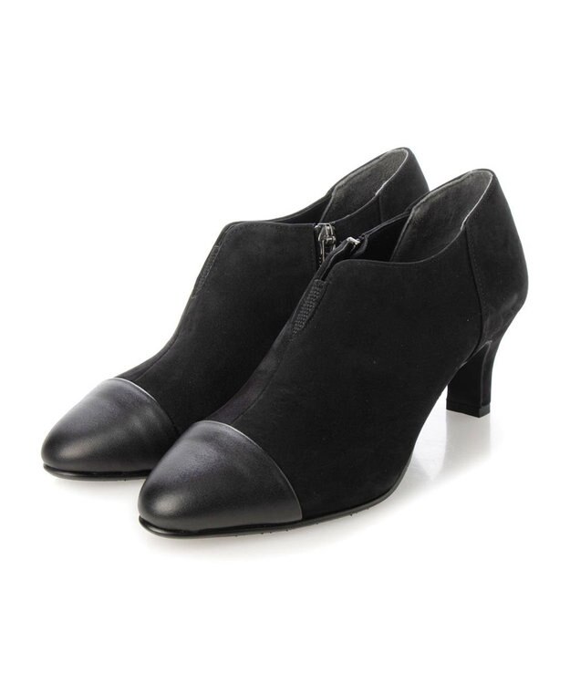 Riz raffinee <Riz raffinee>【全天候対応】ポインテッドトゥブーティーパンプス ブラックコンビ