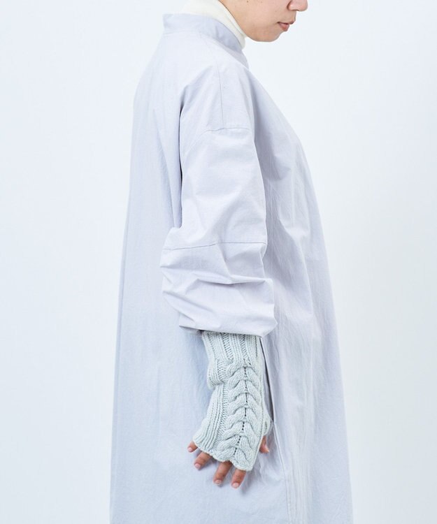 AND WOOL 〈上質な素材と手仕事から生まれた優しいニット〉メリノウール・ケーブルアームウォーマー シルバーグレー