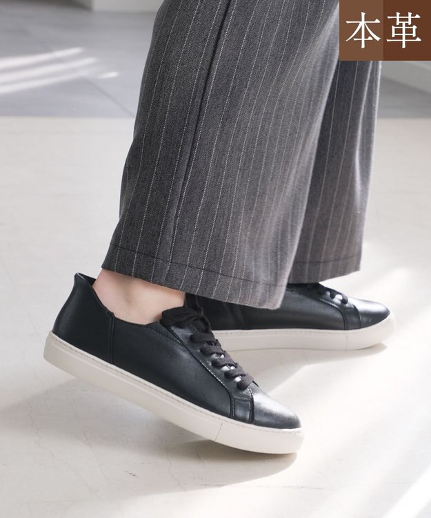 Pointer 本革スライドオンスニーカー ブラック