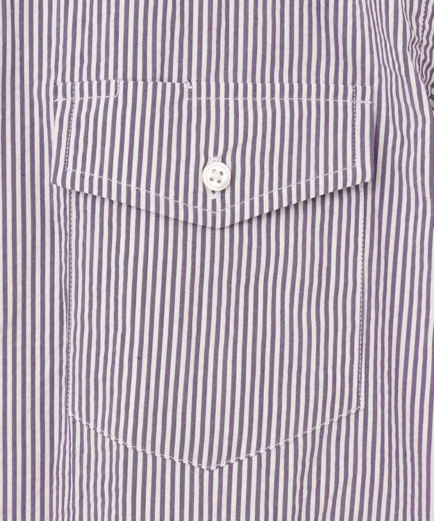 J.PRESS MEN 【クールマックス】サッカーストライプ／マイクロギンガムチェック シャツ/B.D パープル系1