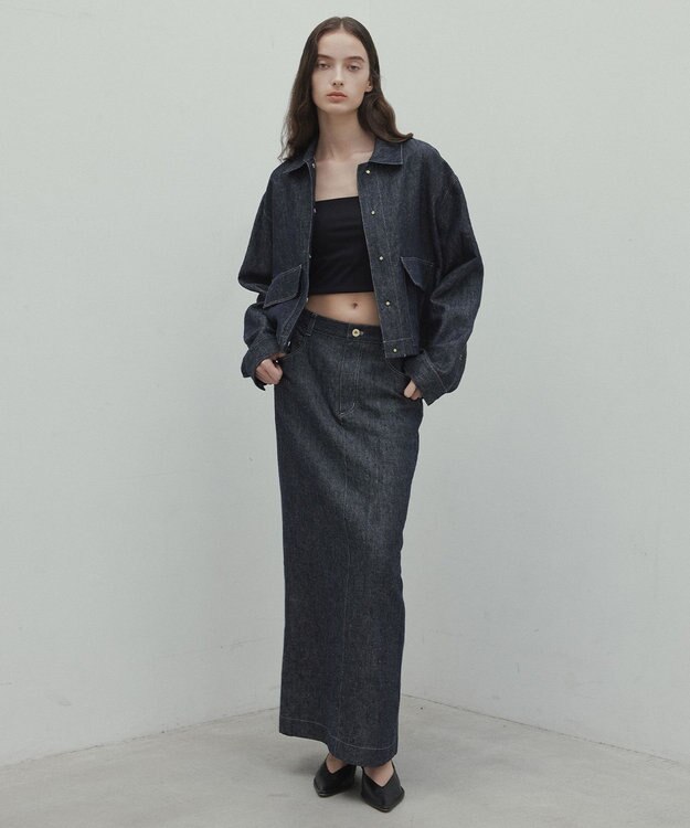 BEIGE， 【洗える】CUPHEA / Iラインロングスカート Indigo