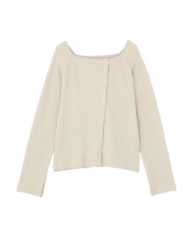 earth music&ecology 【予約】アシメ釦ツイストテレコカットソー ベージュ