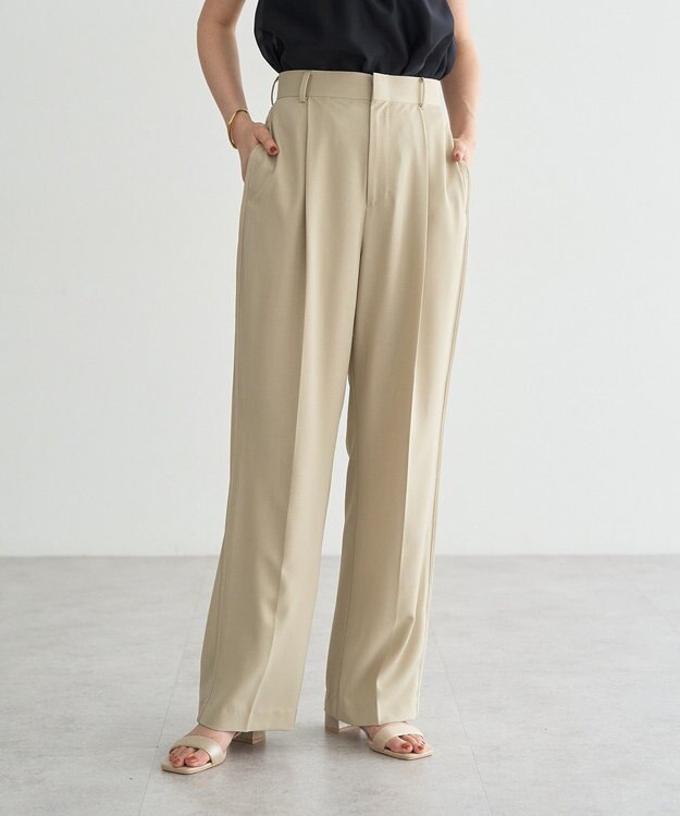 YECCA VECCA サイドラインパイピングストレートパンツ Gray Beige