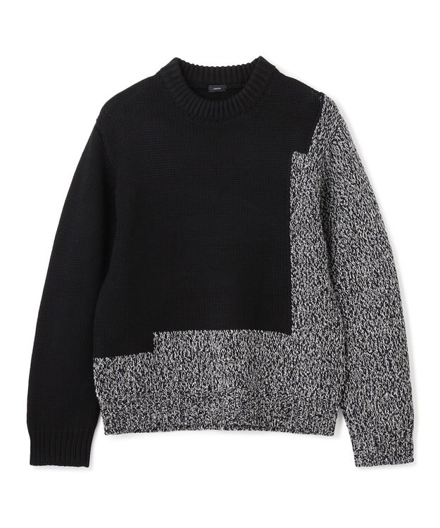 JOSEPH HOMME メリノコントラスト　ローゲージニット　 ブラック系5