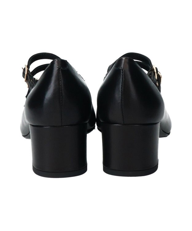 INTER-CHAUSSURES 【FABIO RUSCONI】スクエアトウトリプルストラップパンプス ブラック