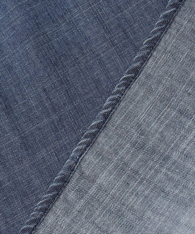 自由区 【洗える・XSサイズあり】テンセルリネンデニム  ブラウス ネイビー系