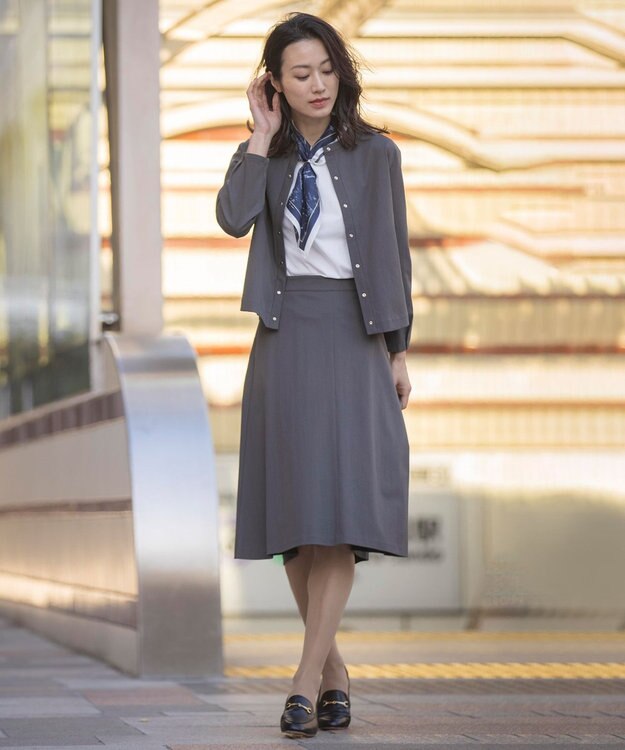 J.PRESS LADIES 【洗える】プレーティングジャージー フロントタック カットソー ホワイト系